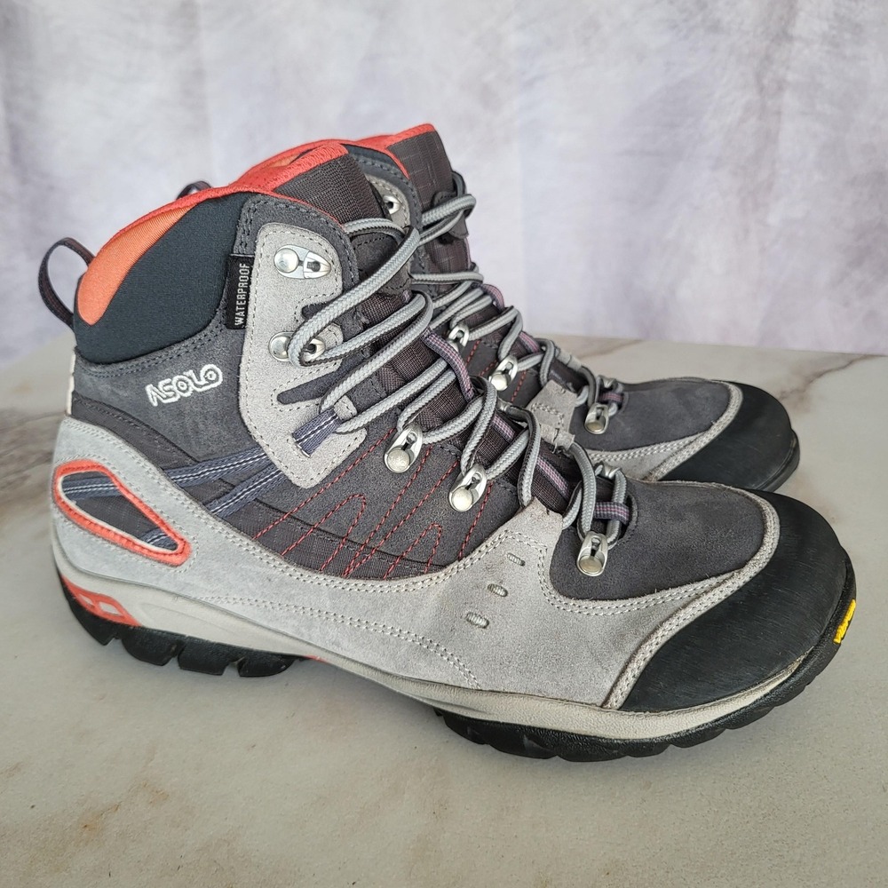 Asolo Boots Womens Size 9 Gray Suede Waterproof Vibram Ankle Trail Hiking